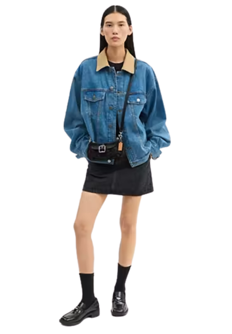Coach Ashton Mini Shoulder Bag In Signature Denim In Black CCZ49