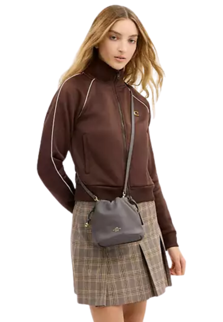 Coach Faye Mini Drawstring Crossbody Bag With Quilting In Gold Slate CDB69