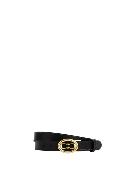 ( PREORDER ) Coach Buckle Cut To Size Belt In Black Merlot CZ444