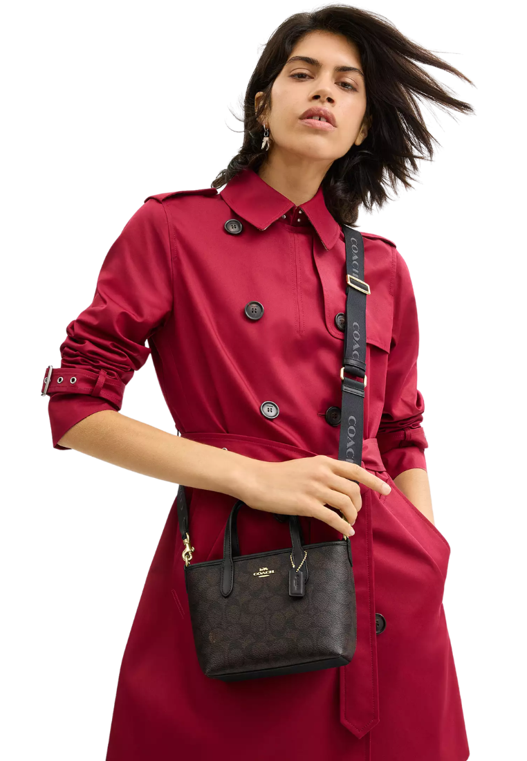 ( PREORDER ) Coach City Mini Tote Bag In Walnut Black CW032