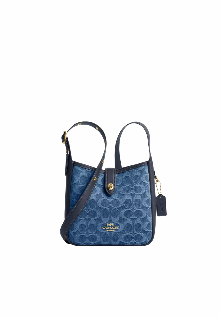 ( PREORDER ) Coach Hadley Mini In Signature Denim Crossbody Bag In Gold Indigo CCZ44