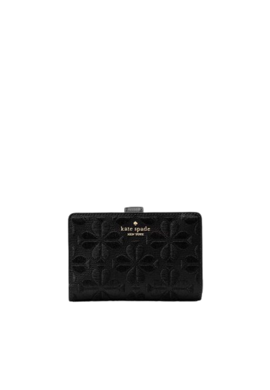 Kate Spade Spade Flower Embroidered Medium Bifold Wallet In Black KL899