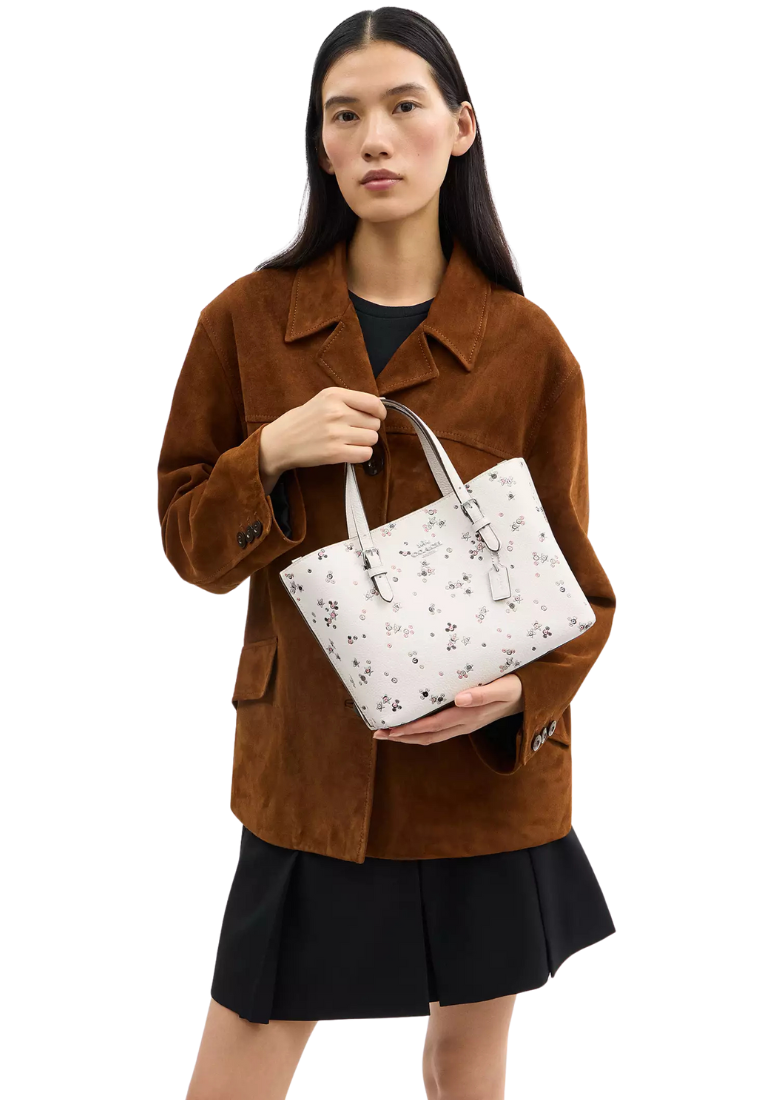 ( PREORDER ) Coach Mollie 25 With Star Print Tote Bag In Silver CCV87