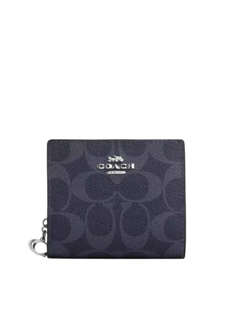 Coach Snap Wallet In Signature Canvas In Denim Midnight Navy C3309