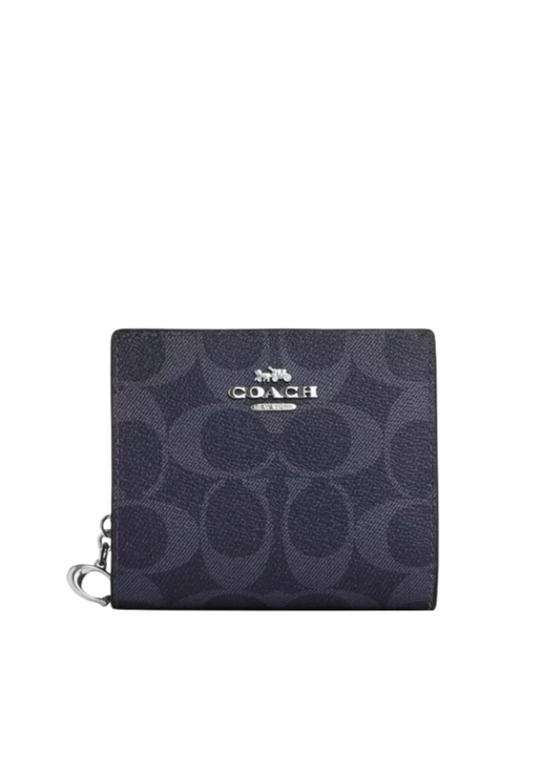 Coach Snap Wallet In Signature Canvas In Denim Midnight Navy C3309
