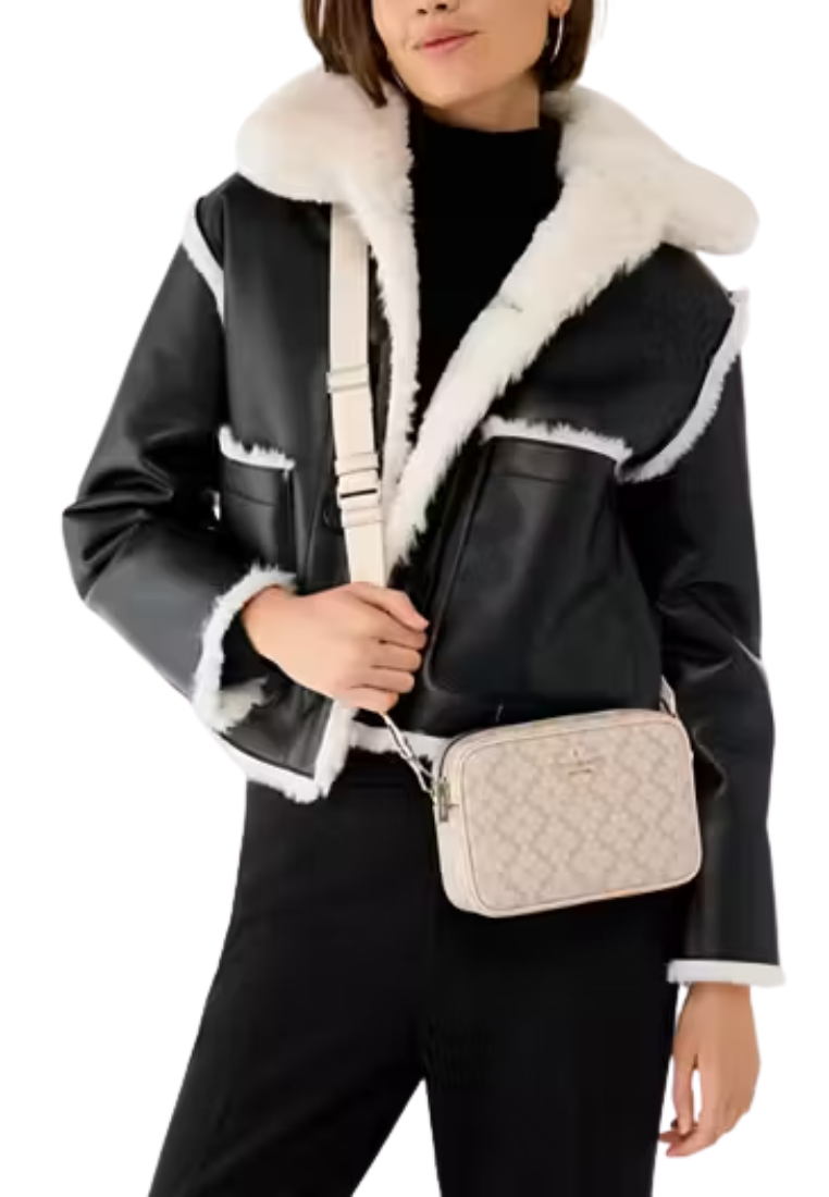 Kate Spade Signature Spade Flower Crossbody Bag Camera In Dark Beige KK063