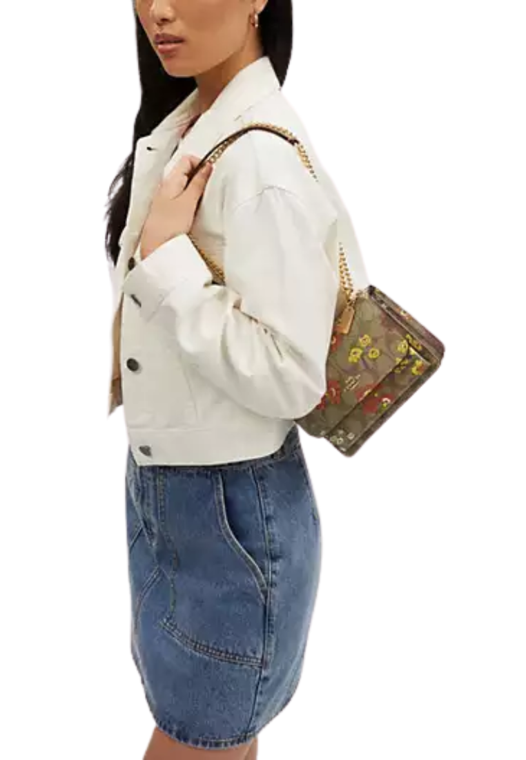 Coach Mini Klare Shoulder Bag In Signature Canvas With Floral Print In Khaki Multi CR170