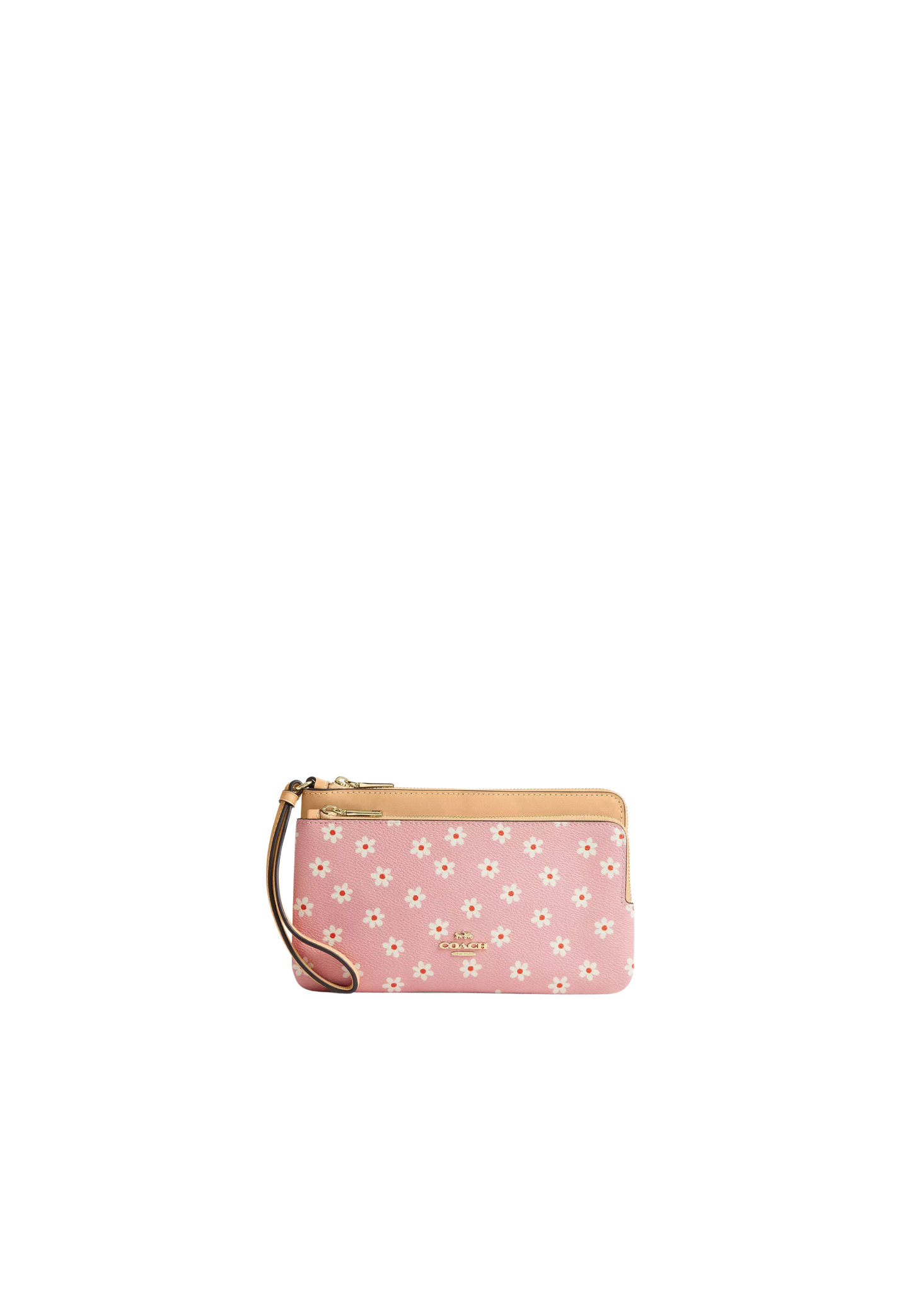 Coach Double Zip Wristlet With Floral Print In Pink Multicolor CEY48