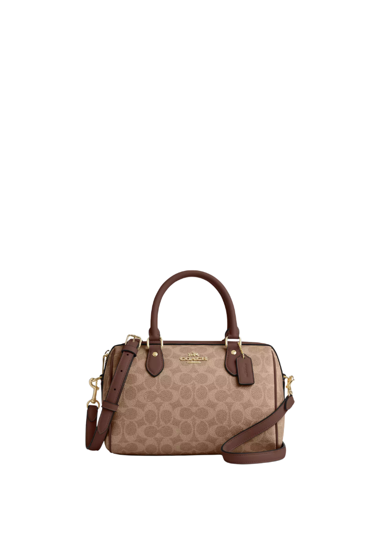 Coach Rowan In Signature Canvas Satchel Bag In Tan Brown CV961