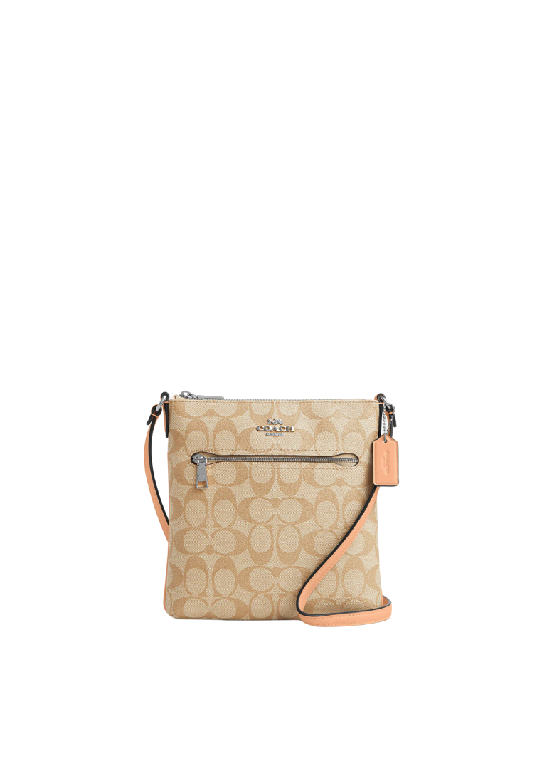 Coach Mini Rowan File Bag In Signature Canvas In Faded Blush CS182