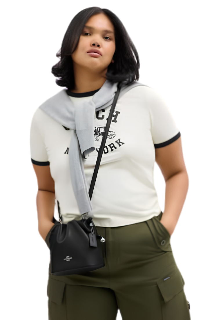 Coach Faye Drawstring Crossbody Bag Mini In Silver Black CDB67