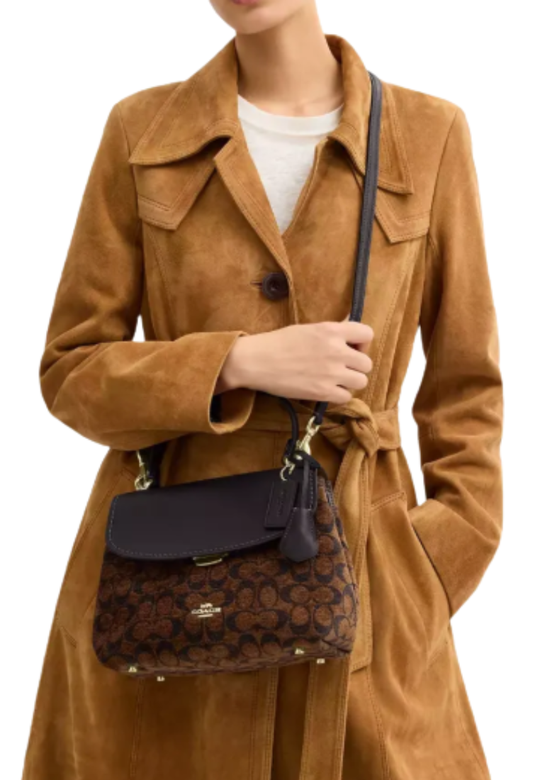Coach Emory Shoulder Bag In Signature Chenille In Gold Truffle CDB08