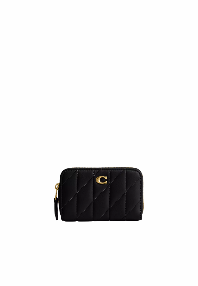 ( PREORDER ) Coach Essential Small Zip Around With Pillow Quilting Wallet In Brass Black CM505