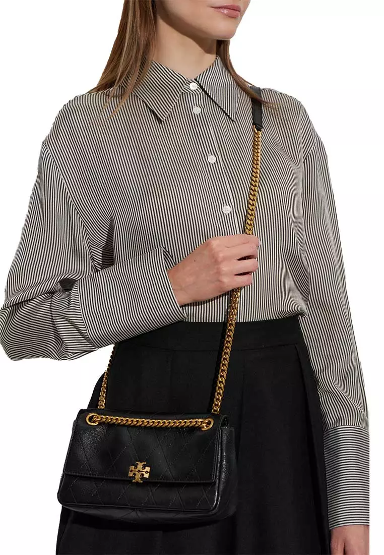 ( PREORDER ) Tory Burch Small Charlie Quilted Shoulder Bag In Black 185829