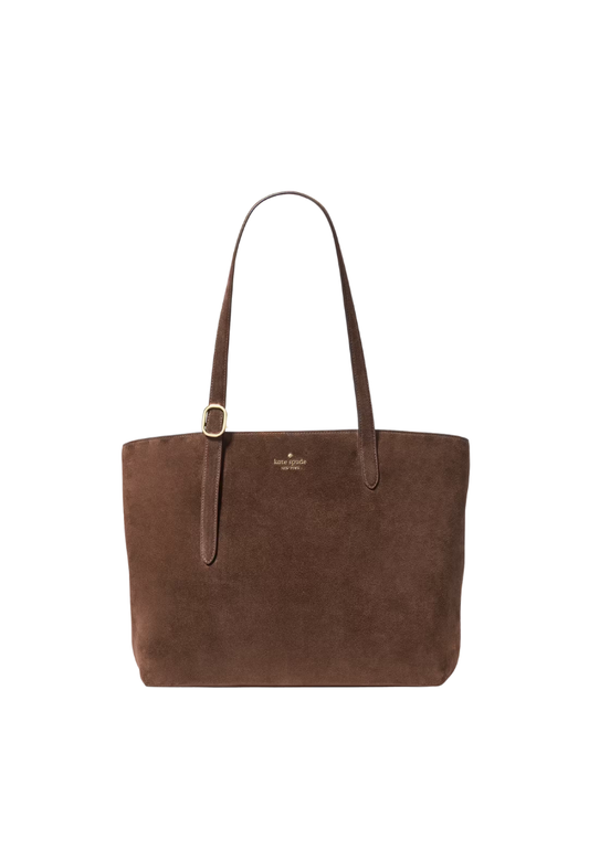 ( PREORDER ) Kate Spade 454 Suede Large Tote Bag In Hot Fudge KM714