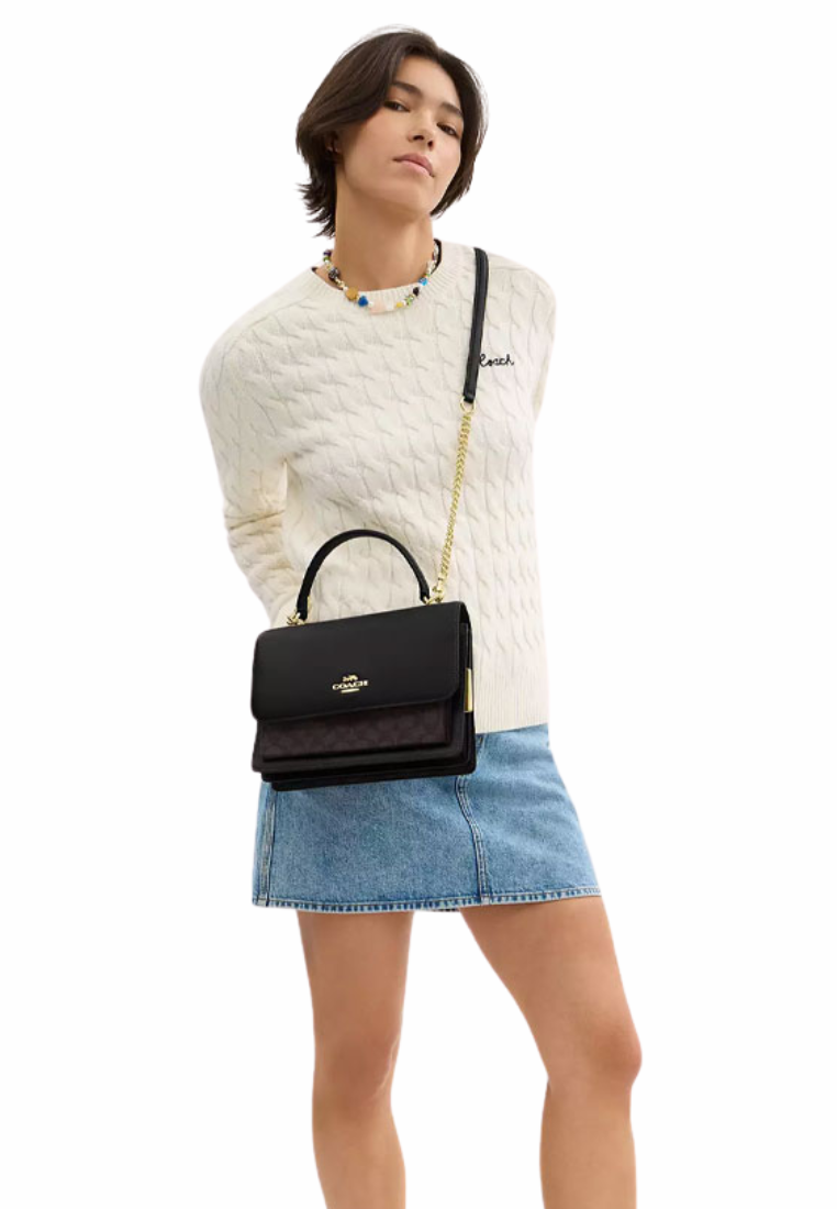 Coach Klare Top Handle Signature Canvas In Walnut Black CY687