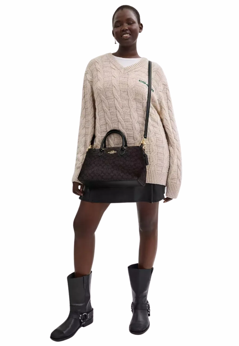 Coach Georgia Satchel Bag In Walnut Black CW422