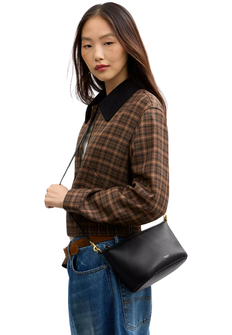 ( PREORDER ) Coach Demi Glovetan Leather Shoulder Bag In Black CFT98