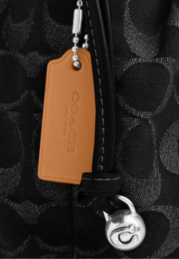 Coach Faye Mini Drawstring Crossbody Bag In Signature Denim In Black CCZ45