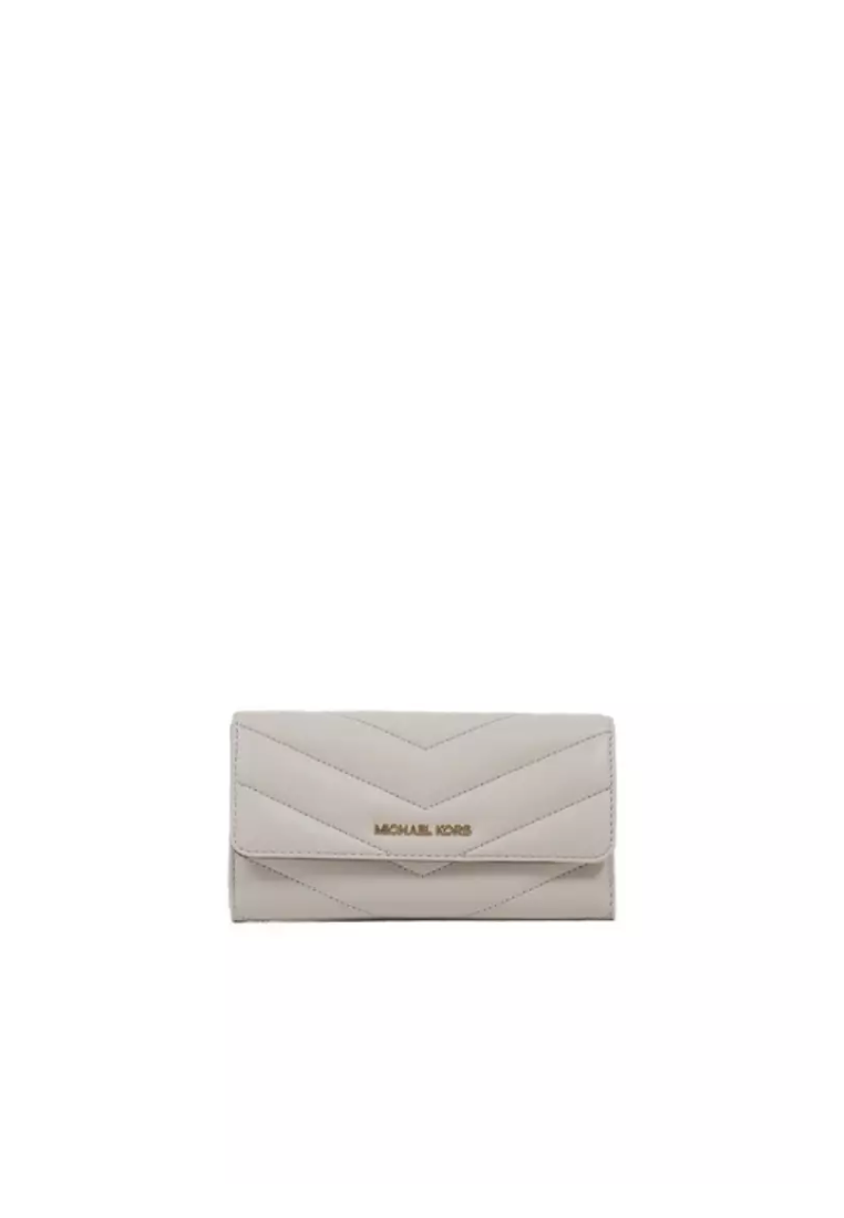 Michael Kors Jet Set Travel Soft Quilted Leather Large Trifold Wallet In Light Cream 35R4GTVF9V