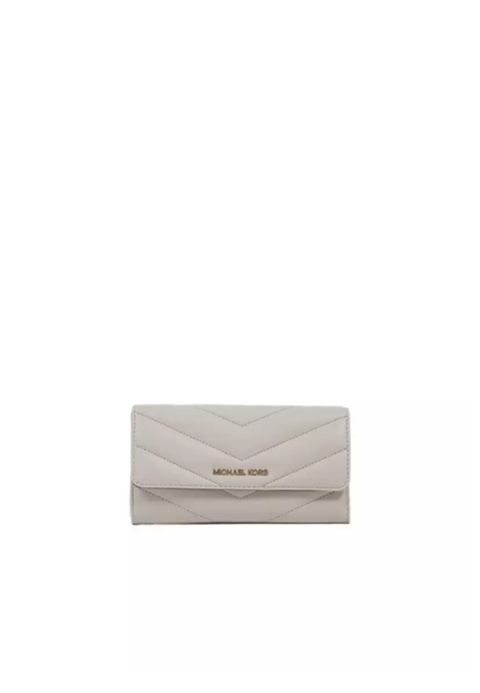 Michael Kors Jet Set Travel Soft Quilted Leather Large Trifold Wallet In Light Cream 35R4GTVF9V