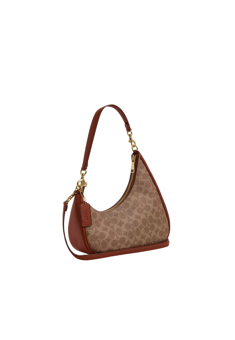 ( PREORDER ) Coach Twisted Teri In Signature Canvas Shoulder Bag In Tan Caramel CBI02