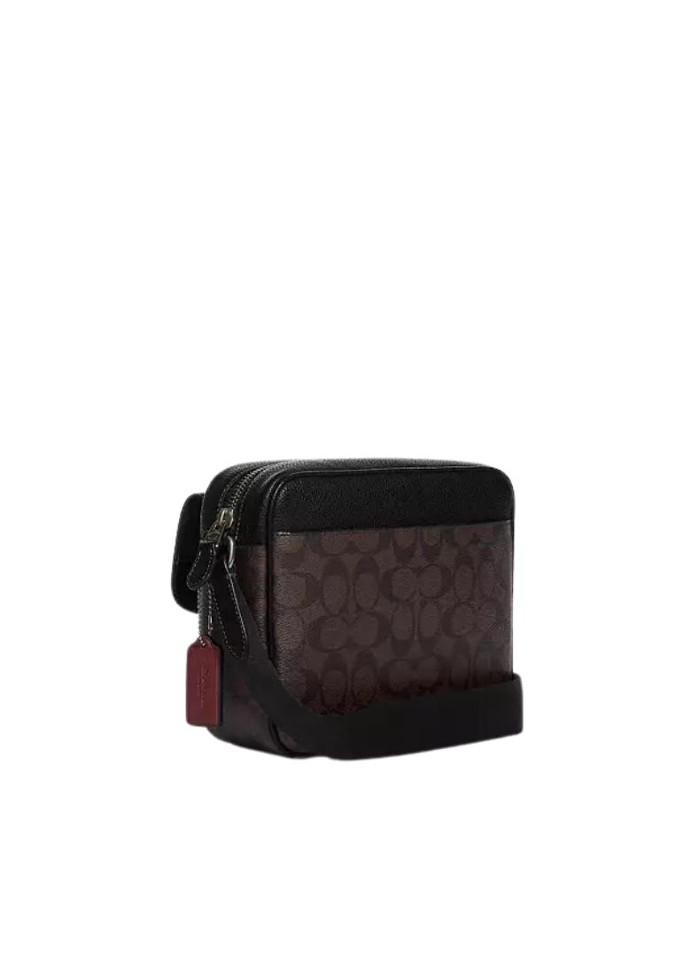 Coach Hudson Crossbody bag in Signature Canvas In Mahogany Black CR386