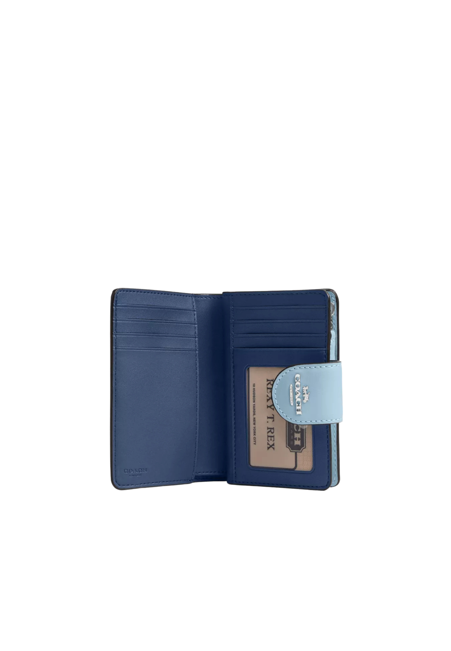 Coach Medium Corner Zip Wallet With Floral Print In Blue Multi CFA17
