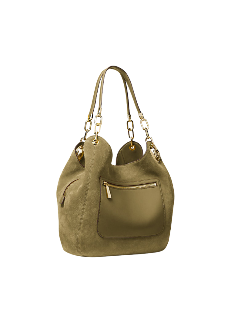 ( PREORDER ) Michael Kors Lillie Large Suede Shoulder bag In Pistachio 30F3G0LE3S