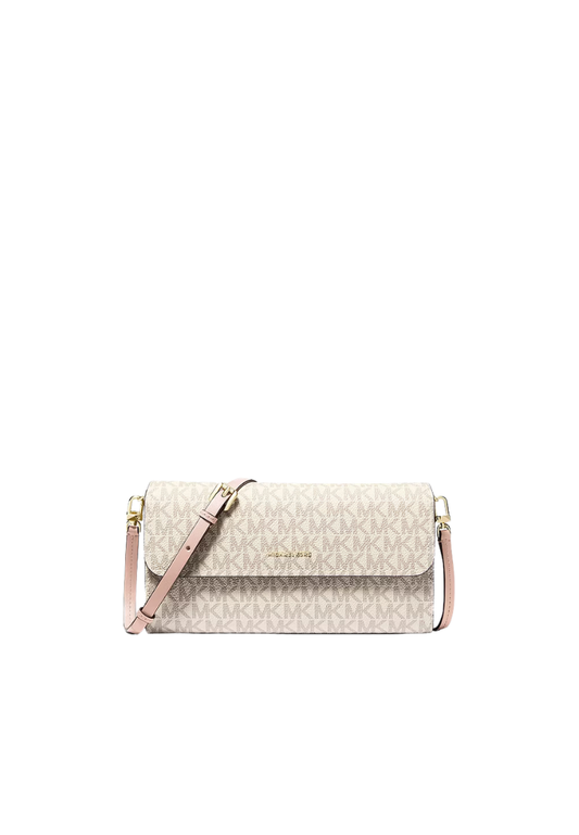 ( PREORDER ) Michael Kors Jet Set Small Signature Signature Logo Smartphone Crossbody bag In Vanilla/Soft Pink 32S6GJ6C5B