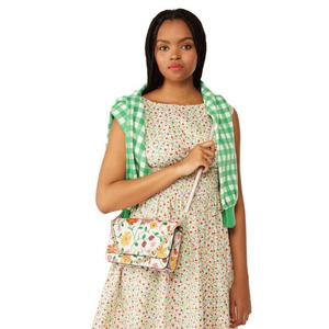 Kate Spade Madison Strawberry Garden Printed Flap Convertible Crossbody Bag In Pink Multi KG735
