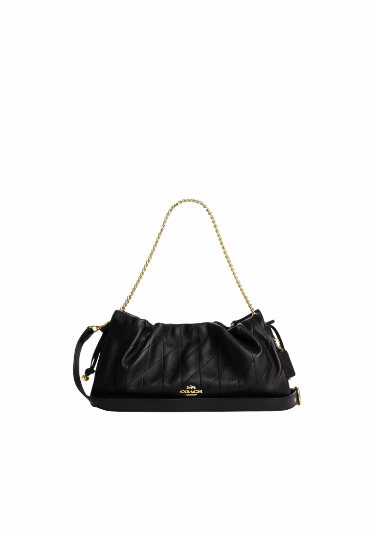 ( PREORDER ) Coach Faye Large With Quilting Shoulder Bag In Gold Black CCZ58