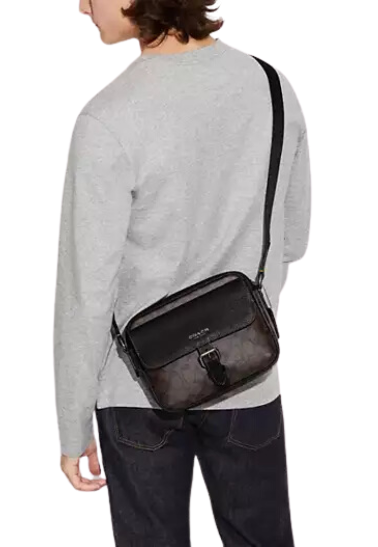 Coach Hudson Crossbody bag in Signature Canvas In Mahogany Black CR386