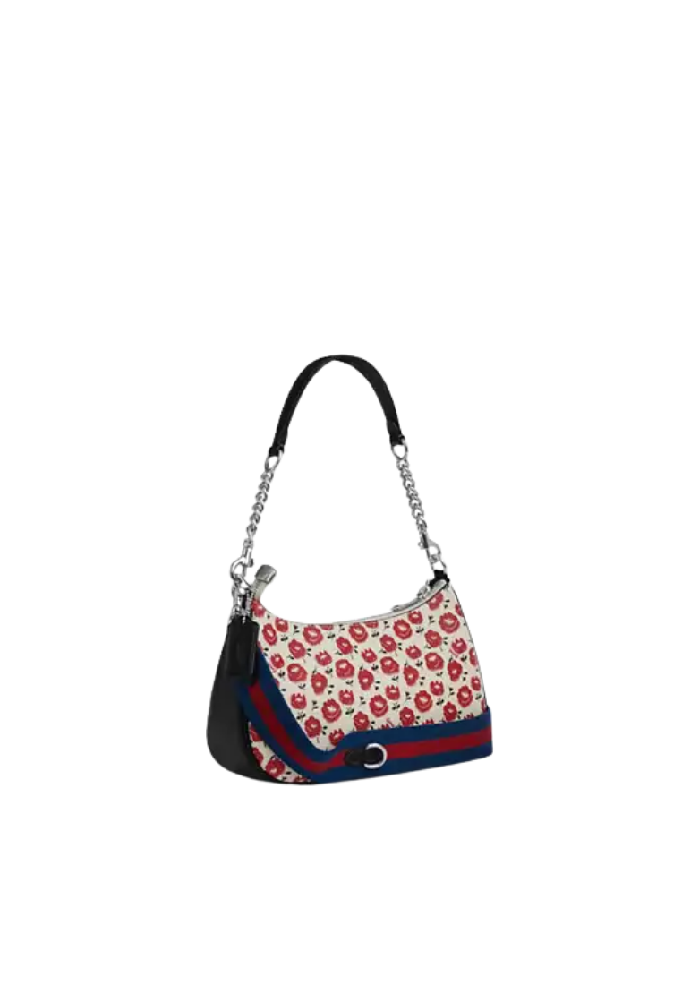 ( PREORDER ) Coach Teri With Floral Print Shoulder Bag In Black Multi CBI49