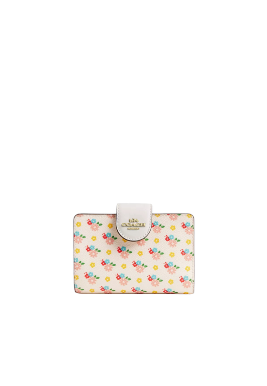 Coach Medium Corner Zip Wallet With Floral Print In Chalk Multi CFA17