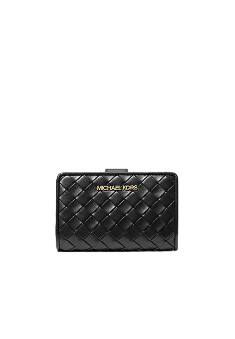 ( PREORDER ) Michael Kors Jet Set Medium Woven Wallet In Black 35R6GTVF6Y