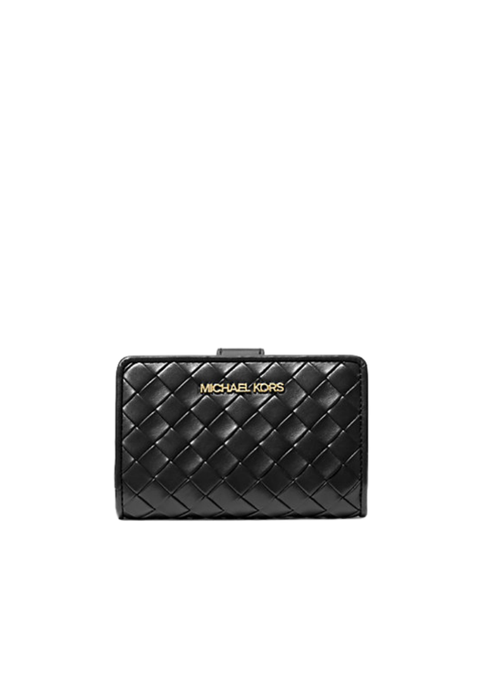 ( PREORDER ) Michael Kors Jet Set Medium Woven Wallet In Black 35R6GTVF6Y
