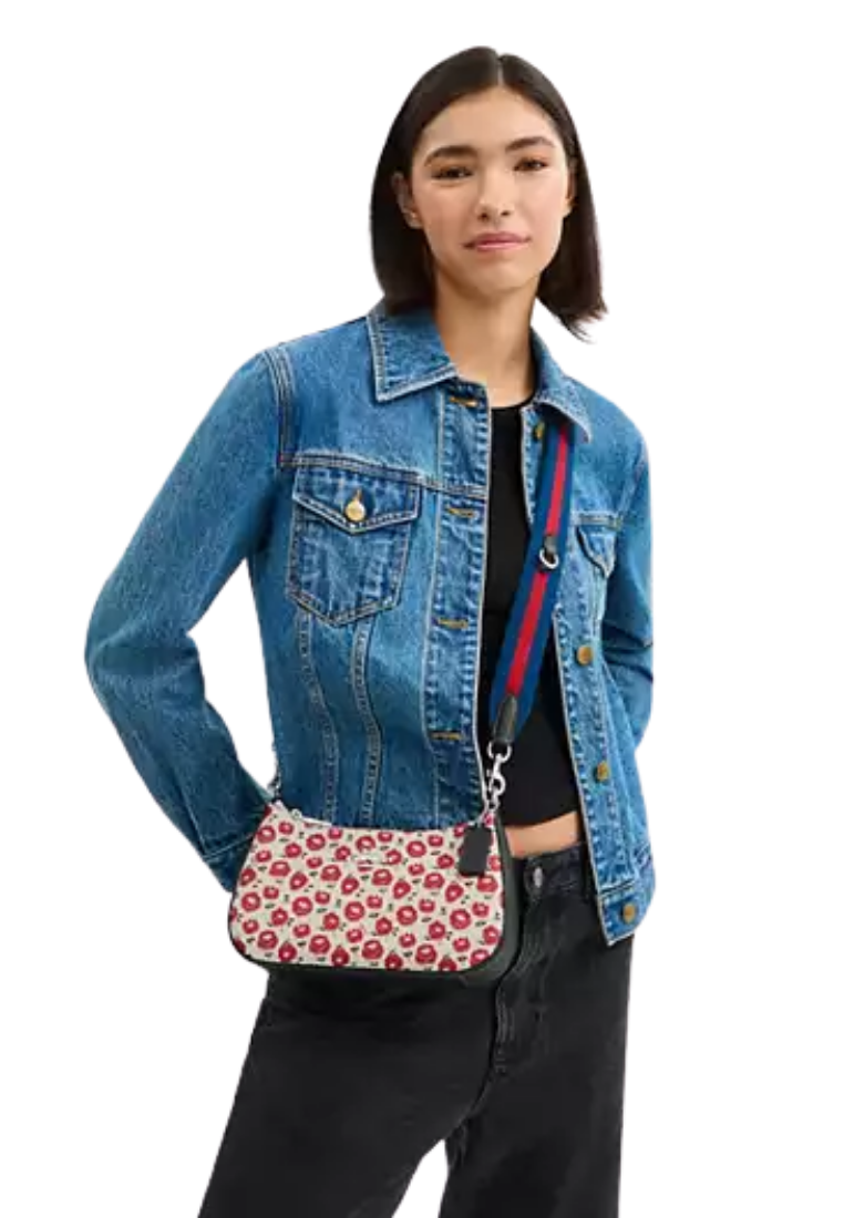 ( PREORDER ) Coach Teri With Floral Print Shoulder Bag In Black Multi CBI49
