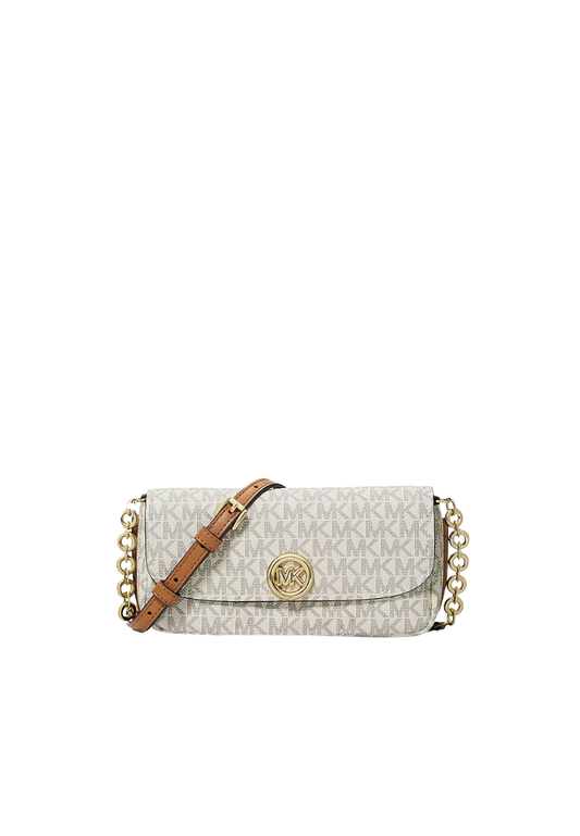 ( PREORDER ) Michael Kors Nolita Small Signature Logo Crossbody bag In Vanilla/Acorn 32S6GY5C5B