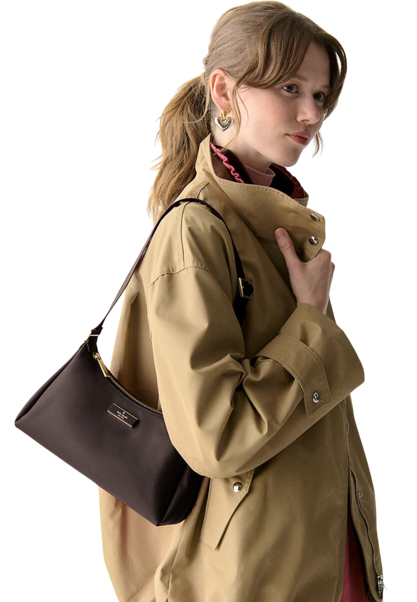 Kate Spade Carter Nylon Small Shoulder Bag In Hot Fudge KL967