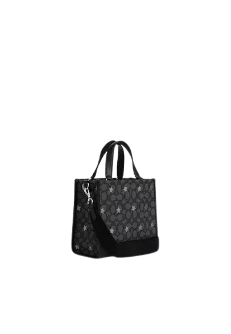 Coach Dempsey Tote 22 Handbag Signature Jacquard With Star Embroidery In Smoke Black Multi CO972