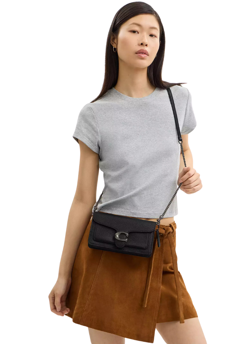 ( PREORDER ) Coach Tabby Chain Clutch In Pewter Black CE772