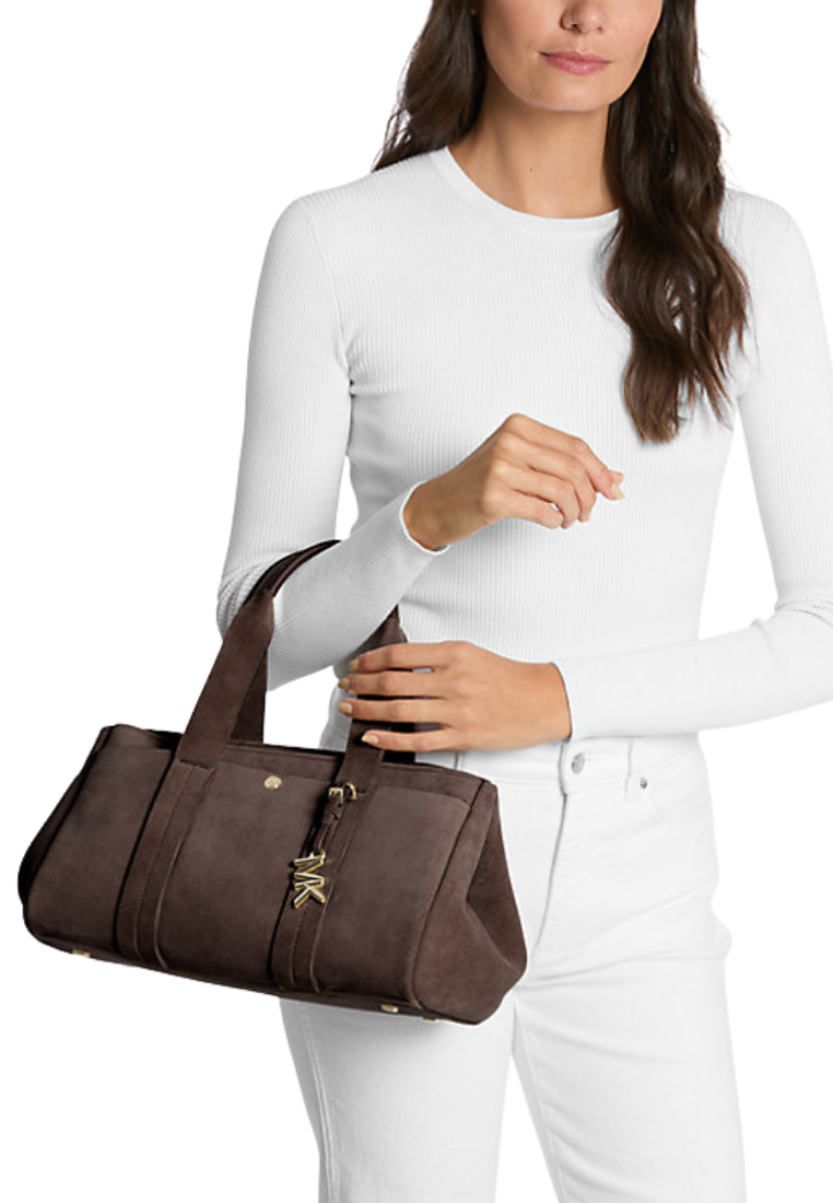 ( PREORDER ) Michael Kors Romee Small Suede Handbag In Chocolate 30F5G1ZS1S
