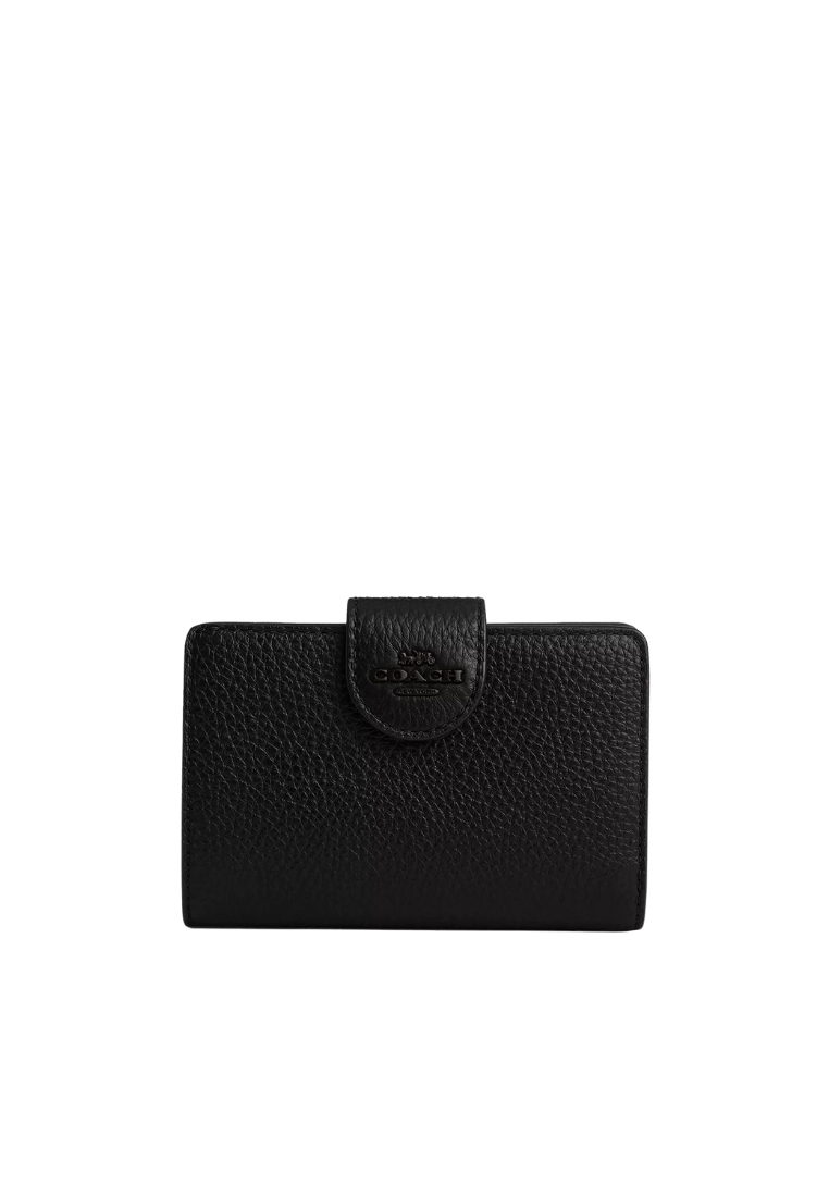Coach Medium Corner Zip Wallet In Black CP417