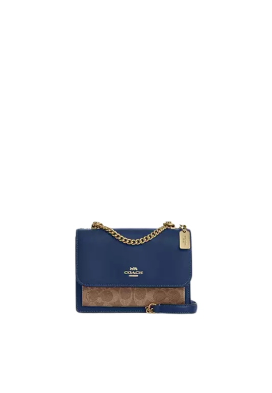 ( PREORDER ) Coach Mini Klare In Signature Coated Canvas Crossbody Bag In Deep Blue Tan CBR07