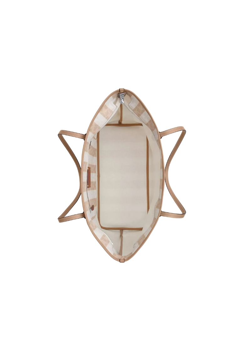 ( PREORDER ) Coach Large City In Signature Canvas With Stripe Tote Bag In Sand Tan CBI03