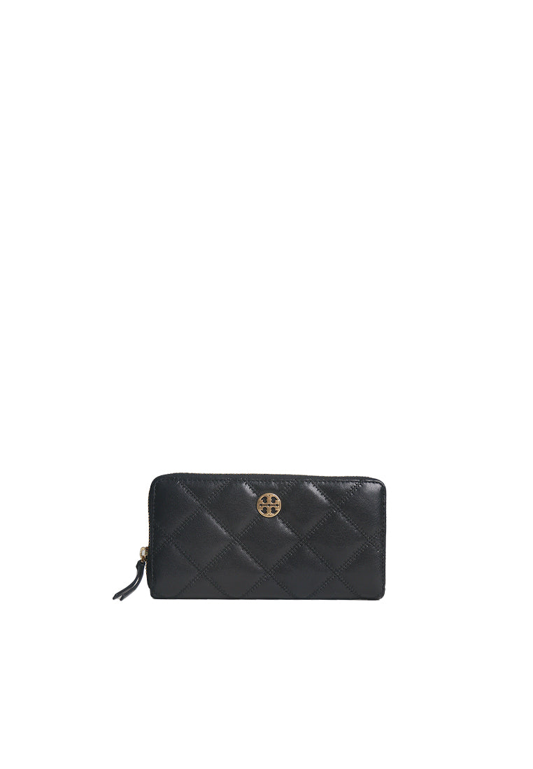 Tory Burch Willa Diamond Quilted Continental Wallet In Black 159228