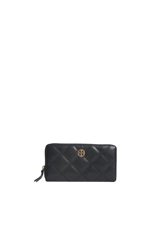 Tory Burch Willa Diamond Quilted Continental Wallet In Black 159228