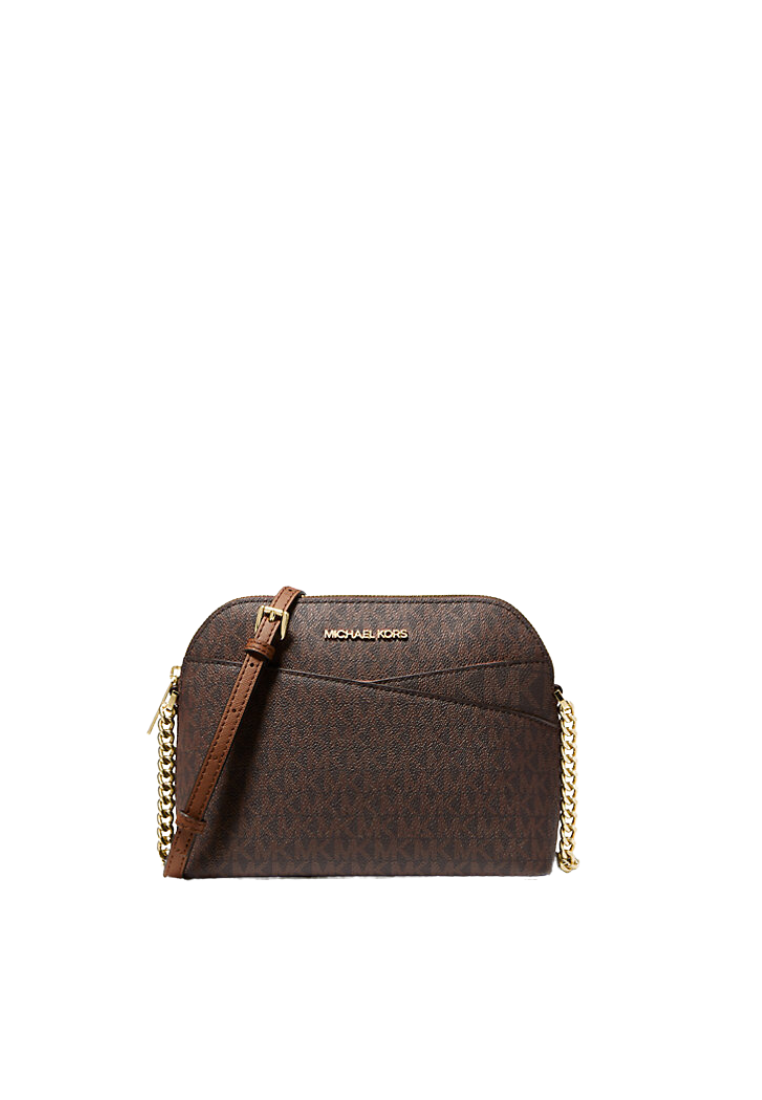 Michael Kors Medium Signature Dome 35F1GTVC6B Crossbody Jet Set Travel Bag In Brown Acorn