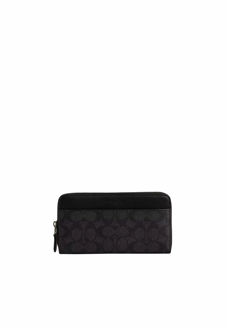 ( PREORDER ) Coach Accordion Wallet In Signature Canvas Wallet In Black Signature CY405